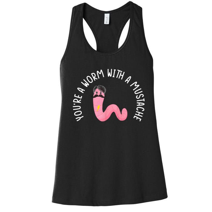 Worm With A Mustache James Tom Ariana Reality Funny Matching Women's Racerback Tank