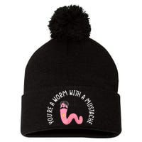 Worm With A Mustache James Tom Ariana Reality Funny Matching Pom Pom 12in Knit Beanie