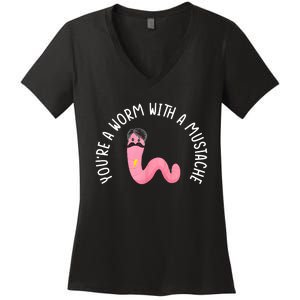 Worm With A Mustache James Tom Ariana Reality Funny Matching Women's V-Neck T-Shirt