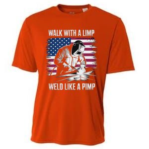 Walk With A Limp Weld Like A Pimp Welding Welder Cooling Performance Crew T-Shirt