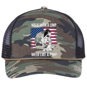 Walk With A Limp Weld Like A Pimp Welding Welder Retro Rope Trucker Hat Cap