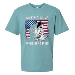 Walk With A Limp Weld Like A Pimp Welding Welder Sueded Cloud Jersey T-Shirt