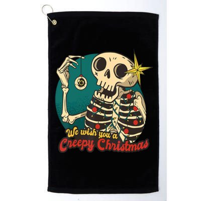 We Wish A Creepy Merry Christmas Lights Funny Skeleton Skull Gift Platinum Collection Golf Towel