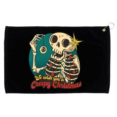 We Wish A Creepy Merry Christmas Lights Funny Skeleton Skull Gift Grommeted Golf Towel