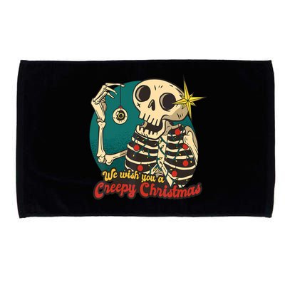 We Wish A Creepy Merry Christmas Lights Funny Skeleton Skull Gift Microfiber Hand Towel