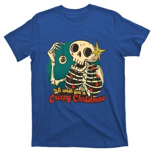 We Wish A Creepy Merry Christmas Lights Funny Skeleton Skull Gift T-Shirt