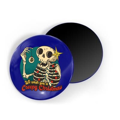 We Wish A Creepy Merry Christmas Lights Funny Skeleton Skull Gift Magnet