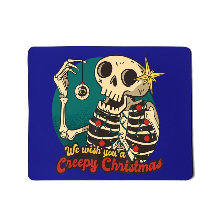 We Wish A Creepy Merry Christmas Lights Funny Skeleton Skull Gift Mousepad