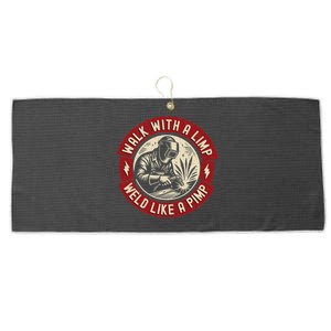 Walk With A Limp Weld Like A Pimp Funny Welding Welder Large Microfiber Waffle Golf Towel