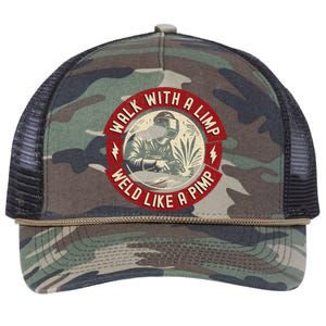 Walk With A Limp Weld Like A Pimp Funny Welding Welder Retro Rope Trucker Hat Cap