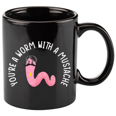 Worm With A Mustache James Tom Ariana Reality Funny Matching 11oz C Handle Ceramic Mug