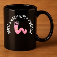 Worm With A Mustache James Tom Ariana Reality Funny Matching 11oz C Handle Ceramic Mug