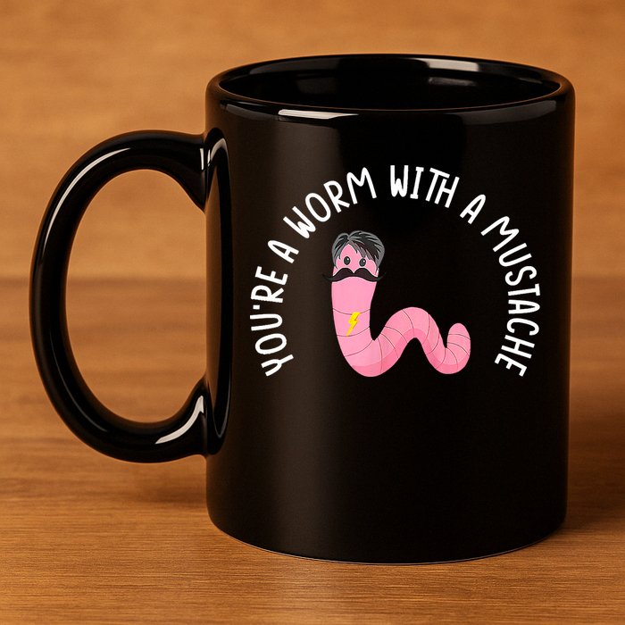 Worm With A Mustache James Tom Ariana Reality Funny Matching 11oz C Handle Ceramic Mug