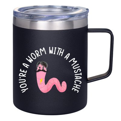 Worm With A Mustache James Tom Ariana Reality Funny Matching 12oz Stainless Steel Coffee Mug