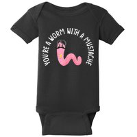 Worm With A Mustache James Tom Ariana Reality Funny Matching Baby Bodysuit