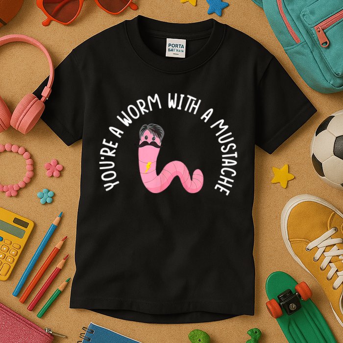 Worm With A Mustache James Tom Ariana Reality Funny Matching Kids T-Shirt