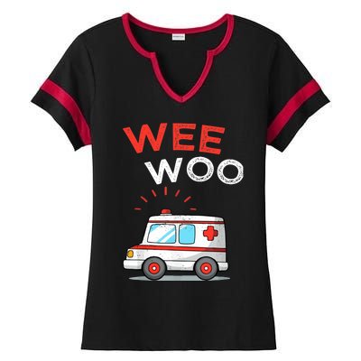 Wee Woo Ambulance Amr Funny Ems Emt Paramedic Ladies Halftime Notch Neck Tee