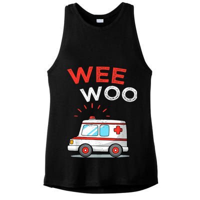 Wee Woo Ambulance Amr Funny Ems Emt Paramedic Ladies PosiCharge Tri-Blend Wicking Tank