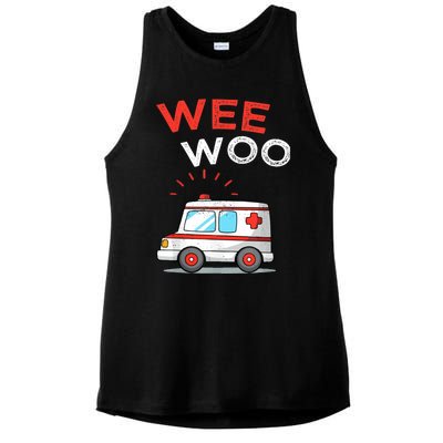 Wee Woo Ambulance Amr Funny Ems Emt Paramedic Ladies PosiCharge Tri-Blend Wicking Tank