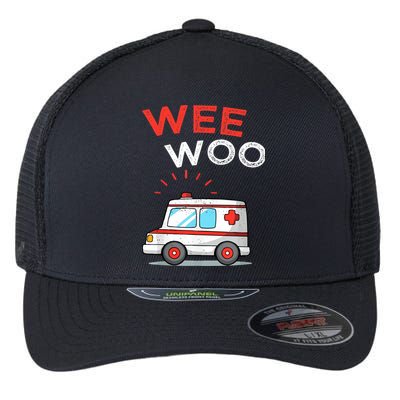 Wee Woo Ambulance Amr Funny Ems Emt Paramedic Flexfit Unipanel Trucker Cap