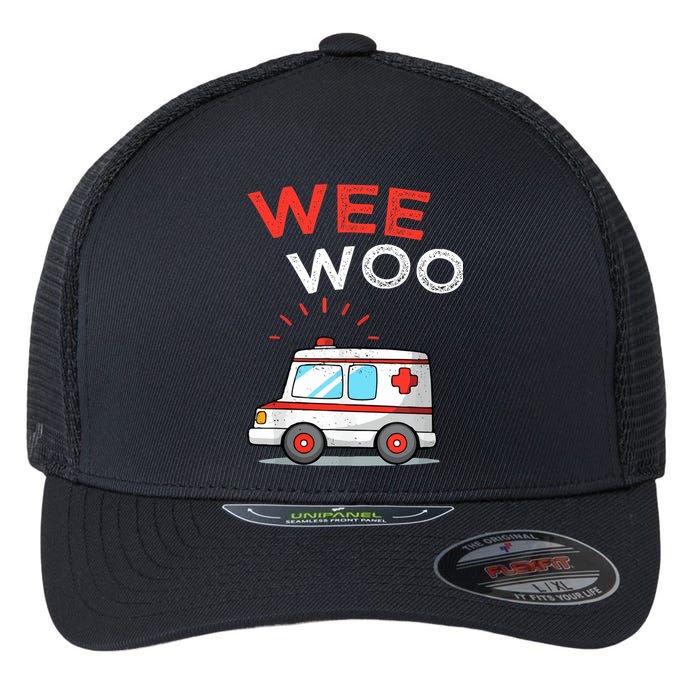 Wee Woo Ambulance Amr Funny Ems Emt Paramedic Flexfit Unipanel Trucker Cap