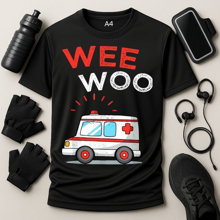 Wee Woo Ambulance Amr Funny Ems Emt Paramedic Performance Shirt