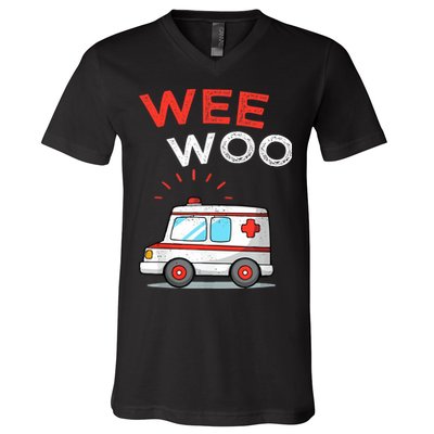 Wee Woo Ambulance Amr Funny Ems Emt Paramedic V-Neck T-Shirt
