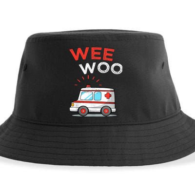 Wee Woo Ambulance Amr Funny Ems Emt Paramedic Sustainable Bucket Hat