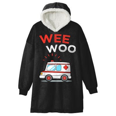 Wee Woo Ambulance Amr Funny Ems Emt Paramedic Hooded Wearable Blanket