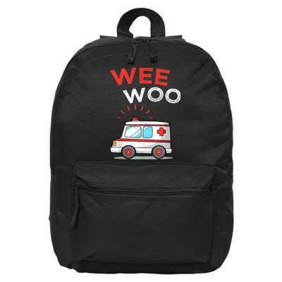 Wee Woo Ambulance Amr Funny Ems Emt Paramedic 16 in Basic Backpack