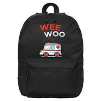 Wee Woo Ambulance Amr Funny Ems Emt Paramedic 16 in Basic Backpack