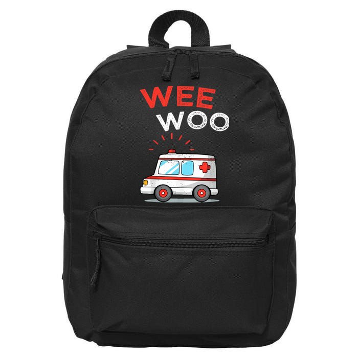 Wee Woo Ambulance Amr Funny Ems Emt Paramedic 16 in Basic Backpack