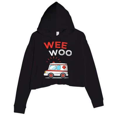 Wee Woo Ambulance Amr Funny Ems Emt Paramedic Crop Fleece Hoodie