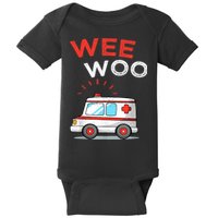 Wee Woo Ambulance Amr Funny Ems Emt Paramedic Baby Bodysuit