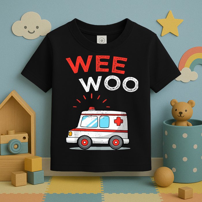 Wee Woo Ambulance Amr Funny Ems Emt Paramedic Toddler T-Shirt