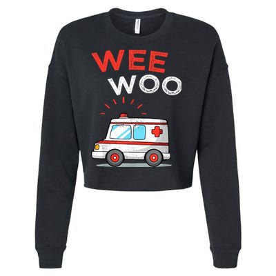 Wee Woo Ambulance Amr Funny Ems Emt Paramedic Cropped Pullover Crew