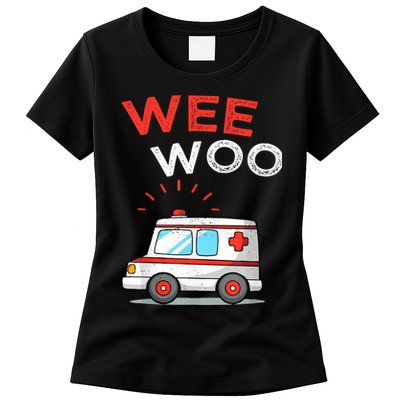 Wee Woo Ambulance Amr Funny Ems Emt Paramedic Womens T-Shirt
