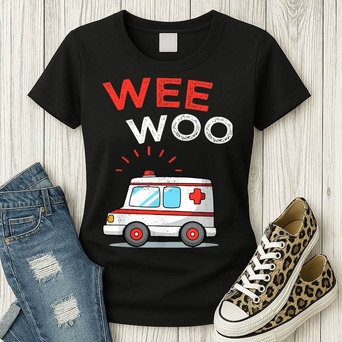 Wee Woo Ambulance Amr Funny Ems Emt Paramedic Womens T-Shirt
