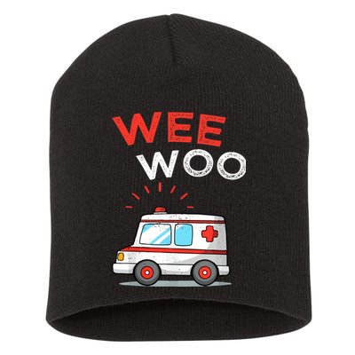 Wee Woo Ambulance Amr Funny Ems Emt Paramedic Short Acrylic Beanie