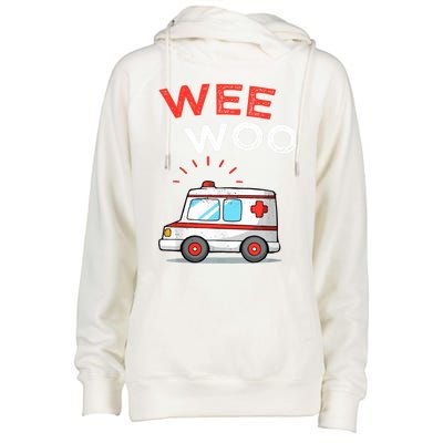 Wee Woo Ambulance Amr Funny Ems Emt Paramedic Womens Funnel Neck Pullover Hood