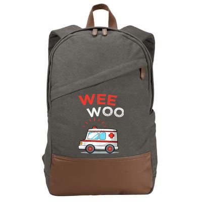 Wee Woo Ambulance Amr Funny Ems Emt Paramedic Cotton Canvas Backpack