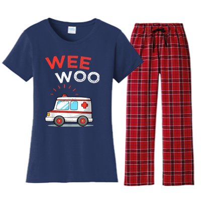 Wee Woo Ambulance Amr Funny Ems Emt Paramedic Women's Flannel Pajama Set