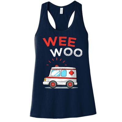 Wee Woo Ambulance Amr Funny Ems Emt Paramedic Women's Racerback Tank