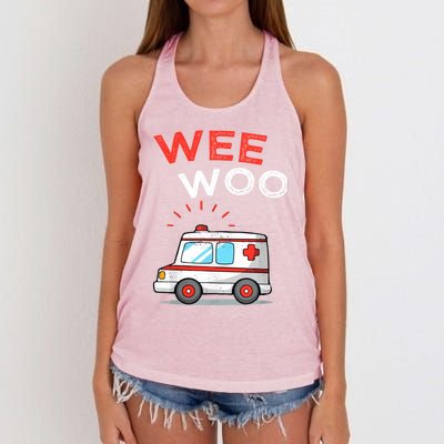 Wee Woo Ambulance Amr Funny Ems Emt Paramedic Women's Knotted Racerback Tank