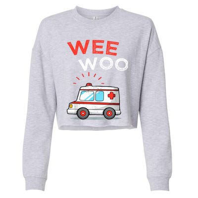 Wee Woo Ambulance Amr Funny Ems Emt Paramedic Cropped Pullover Crew