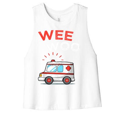 Wee Woo Ambulance Amr Funny Ems Emt Paramedic Women's Racerback Cropped Tank