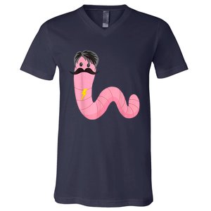 Worm With A Mustache James Tom Ariana Reality V-Neck T-Shirt