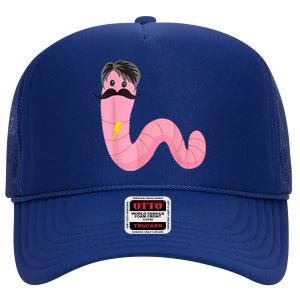 Worm With A Mustache James Tom Ariana Reality High Crown Mesh Back Trucker Hat