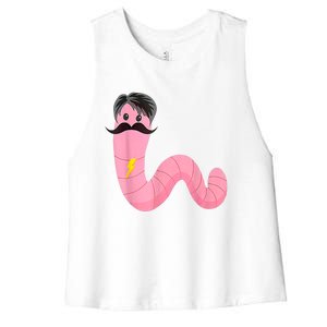 Worm With A Mustache James Tom Ariana Reality Women's Racerback Cropped Tank