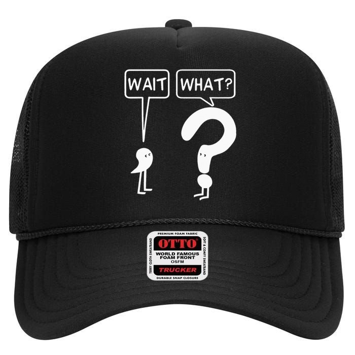 Wait, What Apostrophe Question Mark Funny English Teacher High Crown Mesh Back Trucker Hat